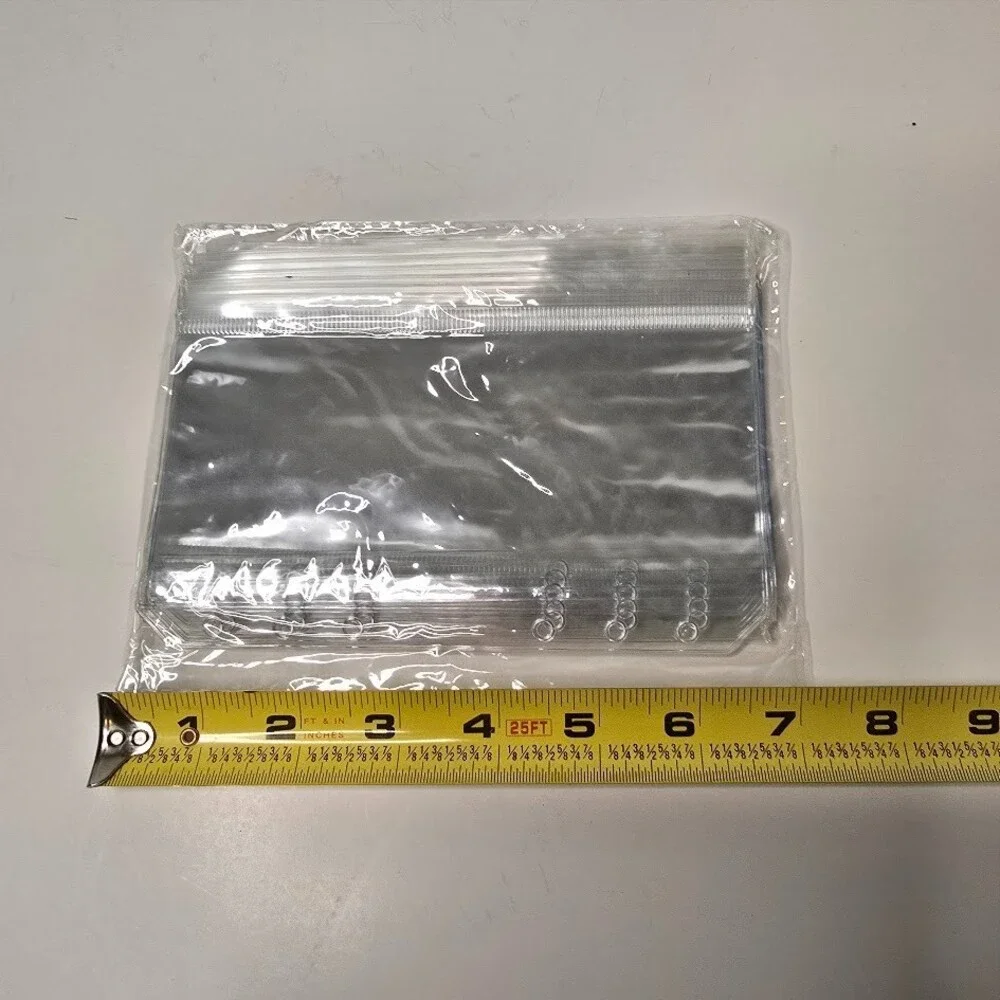 12 Clear A6 Cash & Document Envelopes - Zippered Binder Pockets for Organization